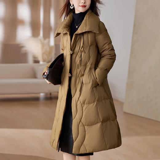 TC 52395907加厚羽绒服过膝长款时尚韩版洋气显瘦白鸭绒外套 商品图0