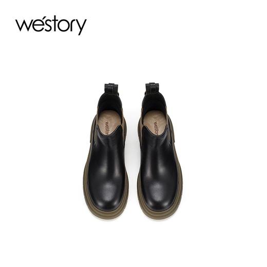 westory2023年秋季新品方跟绒布里复古休闲短靴切尔西靴女靴S23DS83431 商品图3