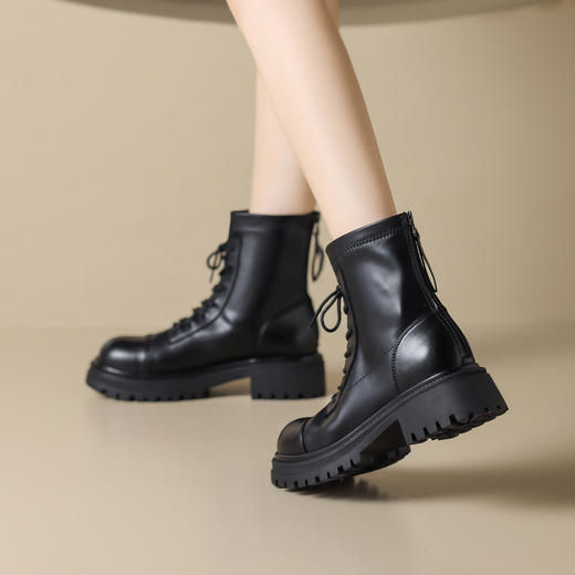 ZHR马丁靴女2023秋季新款英伦风烟筒靴厚底率性风潮酷马丁靴 商品图2