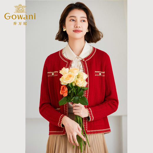 乔万尼羊毛针织衫秋冬新款小香风上衣开衫ET4M959 商品图3