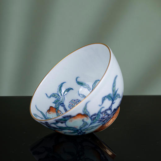 青花斗彩描金过墙九桃杯 商品图4