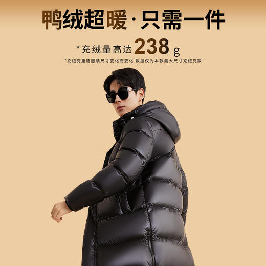 圣得西男装黑金系列长款可拆卸连帽加厚面包羽绒服2362942771 商品图2