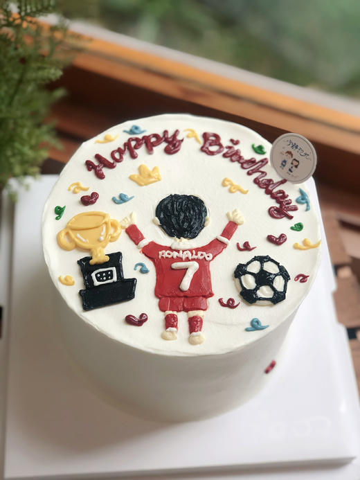 手绘男孩足球奶油蛋糕 下单前请仔细阅读商品详情 商品图0