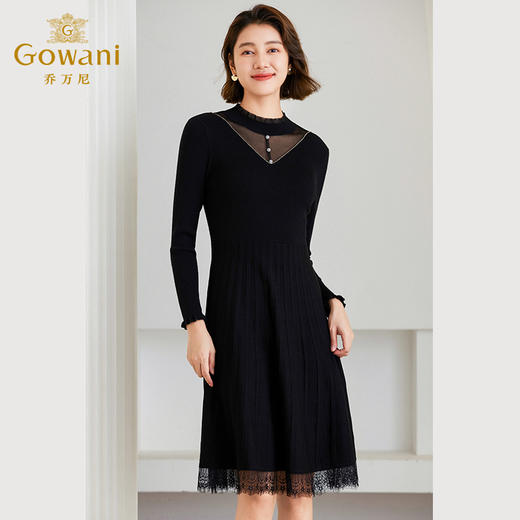 乔万尼冬新款绵羊毛针织连衣裙假两件设计ET4M940 商品图1