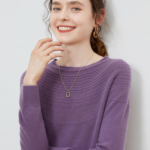 【反季特惠 纯羊毛】SIIJJEYY 枝辑 女士一线成衣V领堆堆领镂空圆领半高领羊毛衫 商品图6