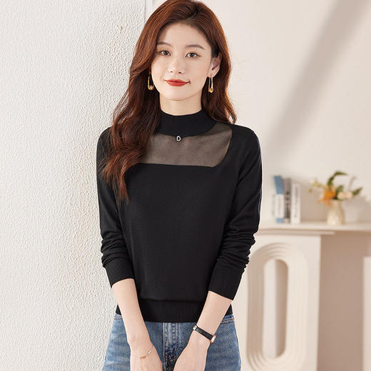 CC MLB661半高领打底衫网纱中领针织上衣 商品图2