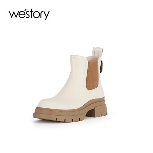 westory2023年秋季新品方跟绒布里复古休闲短靴切尔西靴女靴S23DS83431 商品图2