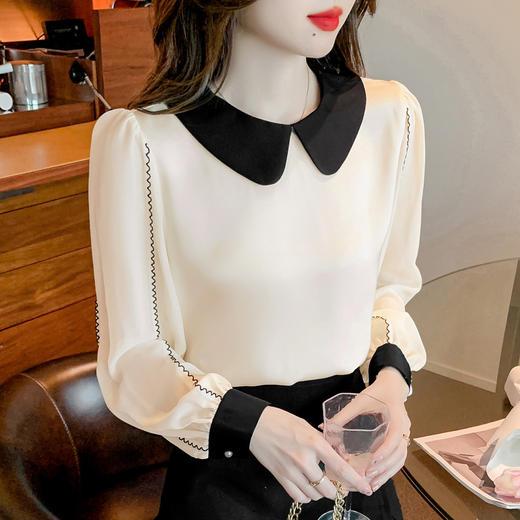 娃娃领长袖雪纺衫，时尚气质显瘦上衣洋气小衫SYG-6023 商品图2