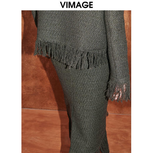 VIMAGE纬漫纪冬季新品流苏包臀H型直筒半身裙V2006632 商品图4