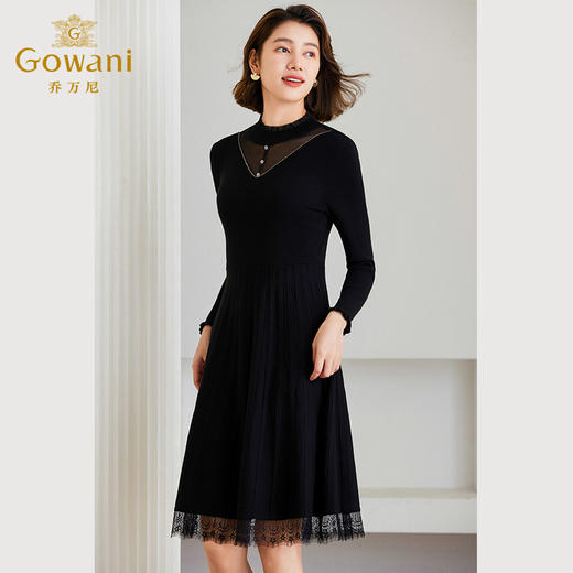 乔万尼冬新款绵羊毛针织连衣裙假两件设计ET4M940 商品图2