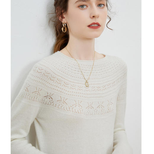 【反季特惠 纯羊毛】SIIJJEYY 枝辑 女士一线成衣V领堆堆领镂空圆领半高领羊毛衫 商品图10