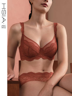 HSIA遐全罩杯内衣女【小皇冠】防下垂性感镂空轻薄大胸显小文胸