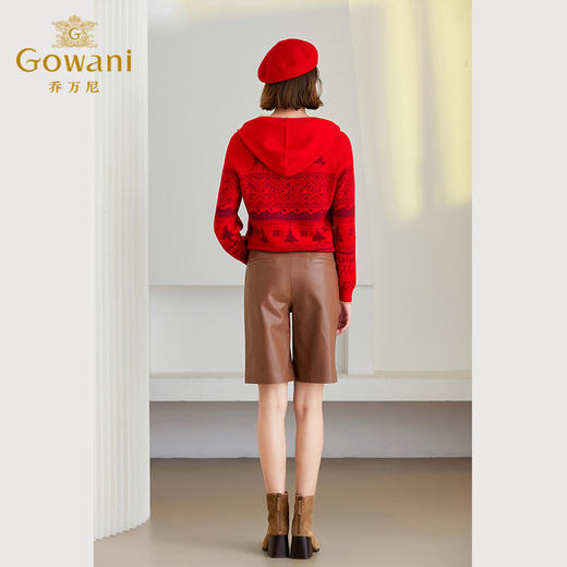 乔万尼针织衫新品绵羊毛连帽套头衫喜庆ET4M961 商品图4