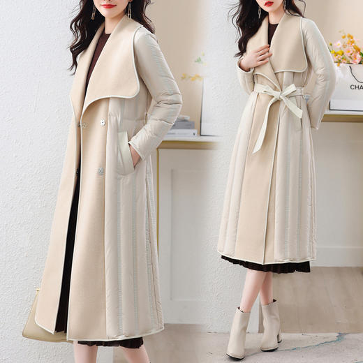ASE-609-1羽绒服2023冬季新款双面羊绒大衣长款保暖收腰欧货90白鸭绒羽绒服 商品图1