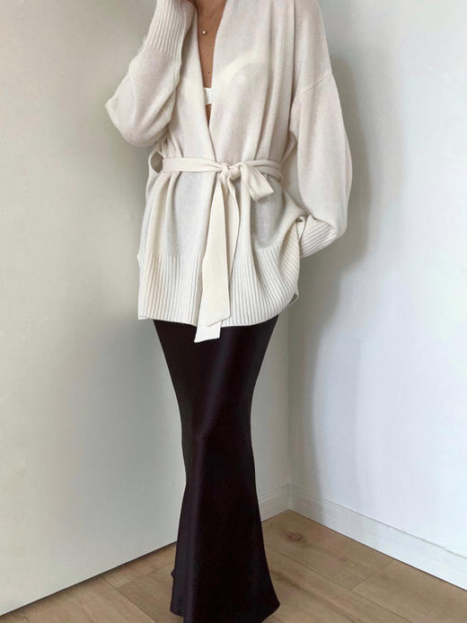 Puree｜#1963 Get wrapped cardigan 羊绒睡袍系带短开衫 [ 白 / 绿 / 驼 / 灰 ] 商品图11
