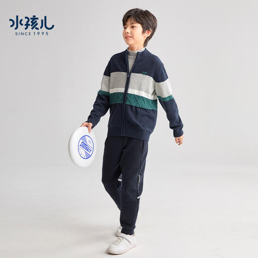 水孩儿童装秋冬新款男童针织衫保暖舒适柔软半高领针织外套学院风上衣 商品图6