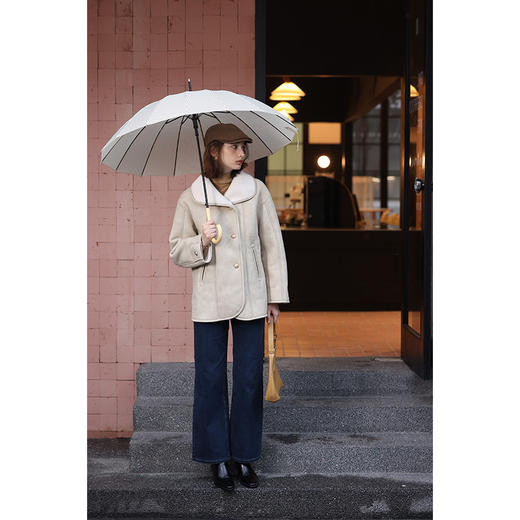 HeyDress翻领皮毛一体外套女冬季法式复古宽松机车服环保皮草上衣 商品图1