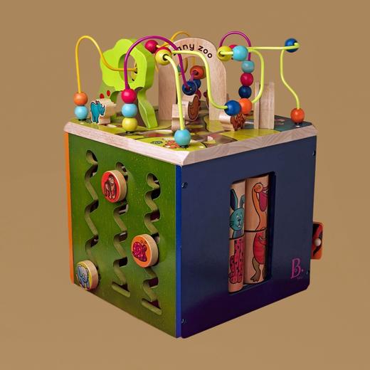 【N种玩具集合体的百宝箱】b.toys比乐8合1百宝箱 宝宝木立方益智绕珠串珠 儿童六面体百宝箱玩具 商品图4