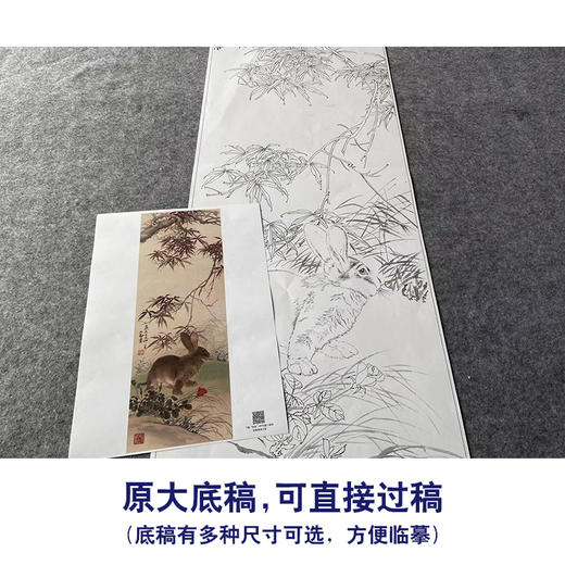 【大彩图】王生勈工笔画白描底稿《兔子》初学者临摹勾线动物底稿A651 商品图1