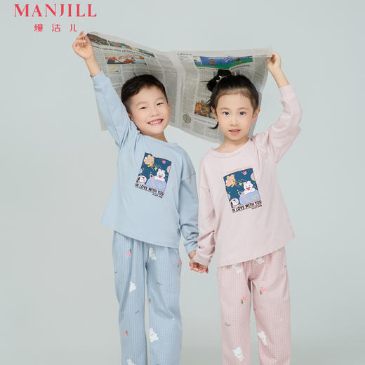 【商场同款】熳洁儿 儿童家居服秋冬棉质圆领长袖套装可爱23703613 商品图0