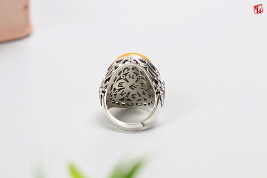 蜜蜡戒指【洛烟】，925银镶 商品图4