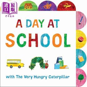 【中商原版】异形书 毛毛虫的开学季 Day At School 英文原版 儿童纸板书 认知识物图画书 亲子读物 进口童书 带标签的纸板书