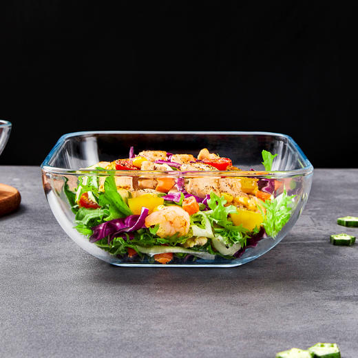 菲内克斯 钢化玻璃沙拉碗 微波炉适用耐热家用欧式泡面甜品水果酸奶碗 商品图3