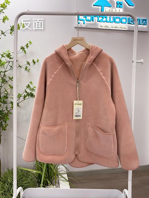 松植屋秋冬加厚连帽双面穿保暖毛绒外套摇粒绒抓绒羊羔绒 商品图7