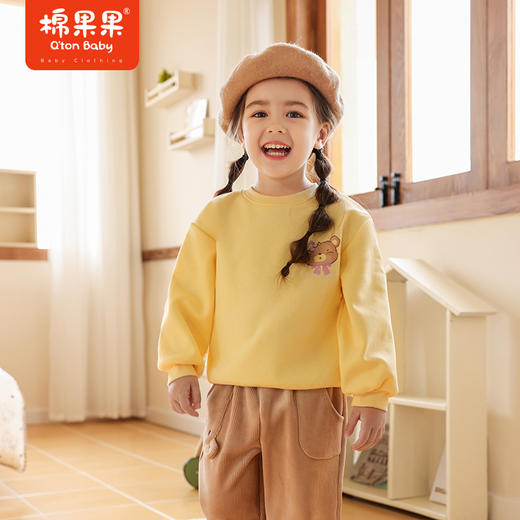 棉果果冬季新品女童圆领套头加绒卫衣M422180423610 商品图0