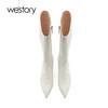 westory2023年秋季新品高跟鳄鱼纹牛皮尖头细高靴高跟女靴W23DQ83661 商品缩略图3