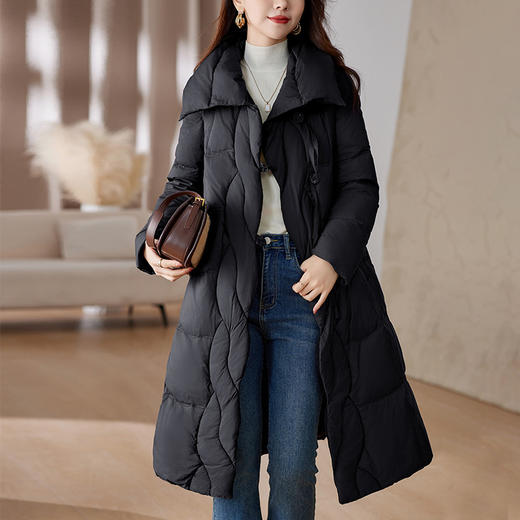 TC 52395907加厚羽绒服过膝长款时尚韩版洋气显瘦白鸭绒外套 商品图1