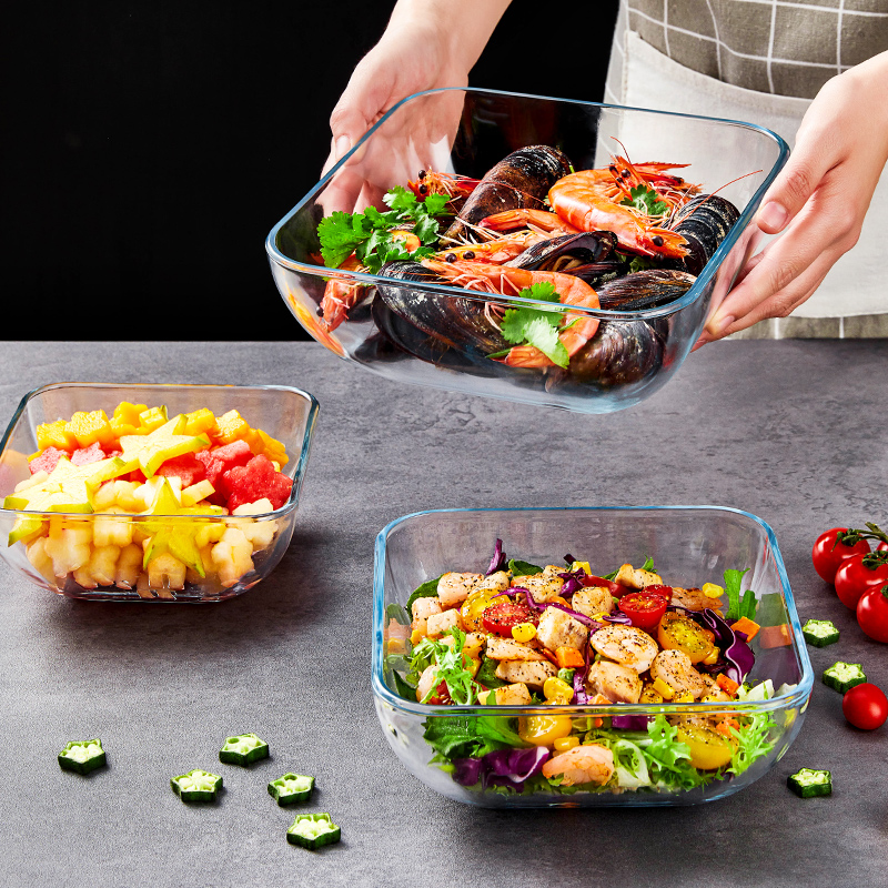 菲内克斯 钢化玻璃沙拉碗 微波炉适用耐热家用欧式泡面甜品水果酸奶碗