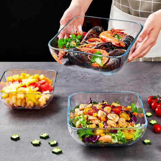 菲内克斯 钢化玻璃沙拉碗 微波炉适用耐热家用欧式泡面甜品水果酸奶碗 商品图0