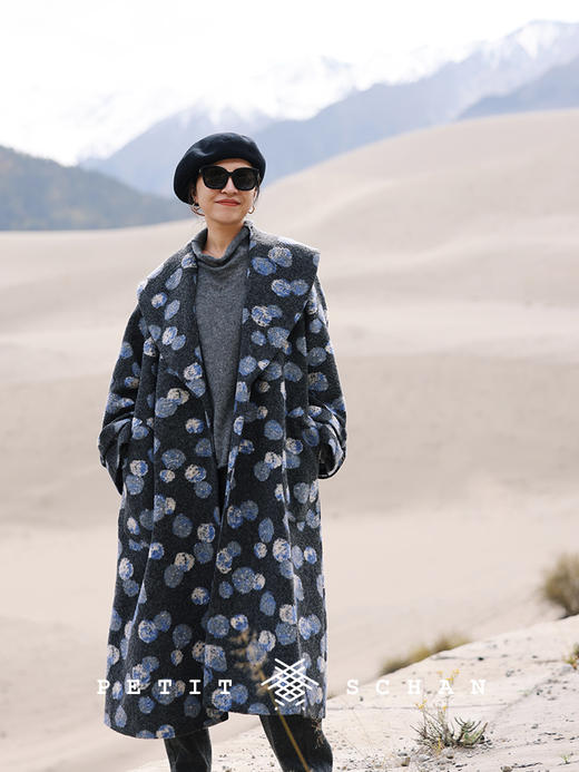 PETIT SCHAN小闪 CLO#380 blue lotus 蓝莲 意大利进口羊毛针织浴袍式系带大衣 商品图7