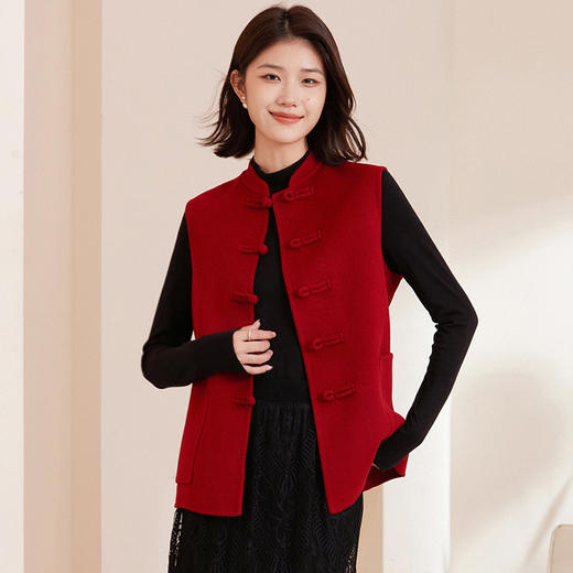 馥迦新中式羊毛呢盘扣马甲 商品图2