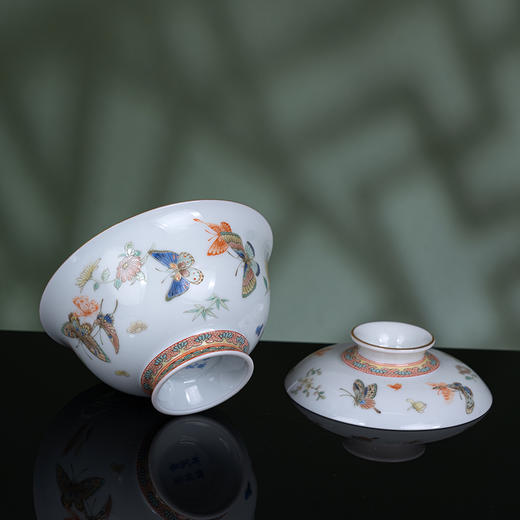 古彩描金蝶恋花盖碗 商品图4