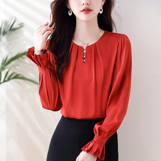 简约百搭甜美气质长袖，宽松显瘦时尚衬衣YY-1657 商品图4