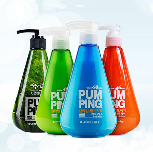 韩国进口LG倍瑞傲竹盐派缤按压式清新口气成人牙膏大容量 285g/瓶 商品图0