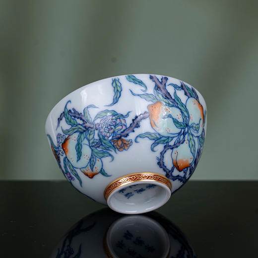 青花斗彩描金过墙九桃杯 商品图3