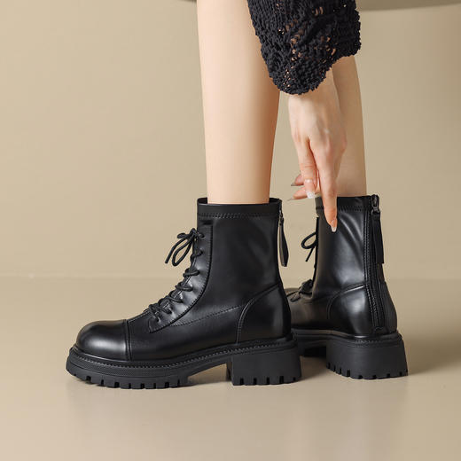 ZHR马丁靴女2023秋季新款英伦风烟筒靴厚底率性风潮酷马丁靴 商品图3