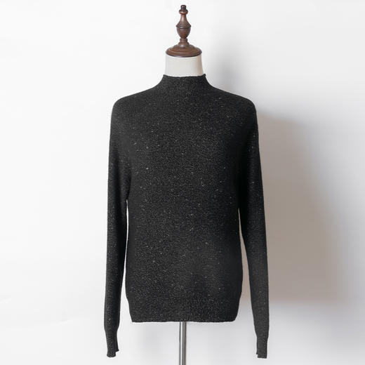 一姐|聚好看 亮丝金豆豆都秋冬中高领 100%羊毛慵懒针织衫 商品图2