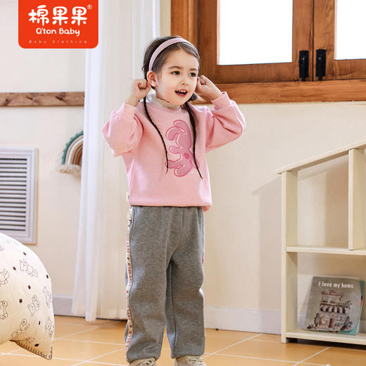 棉果果冬季新品女童半高领套头加绒卫衣M422180423621 商品图0