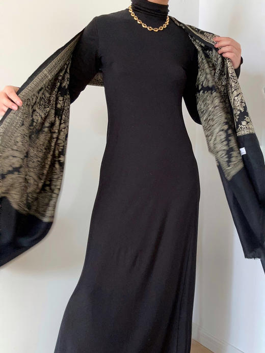 CG｜silk Jersey turtleneck MAXI Dress 真丝高领长袖针织连衣裙［ 黑 ] 商品图5