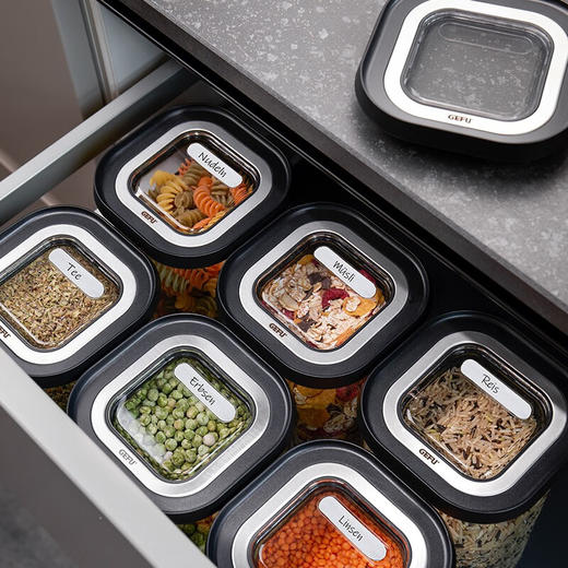 【6F】利快 德国进口收纳罐食品级密封罐透明坚果杂粮茶叶储物罐防潮 三件套 400ml+900m+1400ml 商品图2