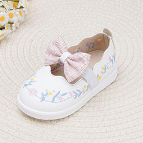 【华美汉服鞋！精致绣花工艺】女童绣花鞋秋季新款，中童汉服鞋蝴蝶结小皮鞋，花丝绣锦，小皮革舒适，彰显女童鲜活娇美，散发着时尚与可爱的魅力 hh