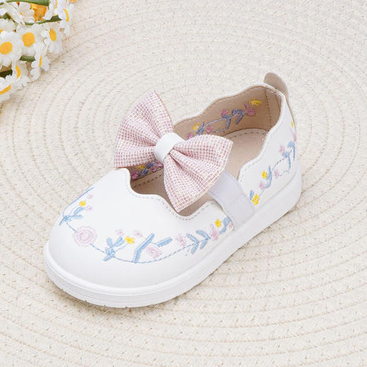 【华美汉服鞋！精致绣花工艺】女童绣花鞋秋季新款，中童汉服鞋蝴蝶结小皮鞋，花丝绣锦，小皮革舒适，彰显女童鲜活娇美，散发着时尚与可爱的魅力 hh 商品图0