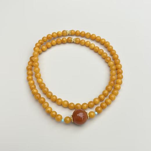 D蜜蜡项链-蜜蜡6圆珠配南红玛瑙13圆珠#69F4 商品图0