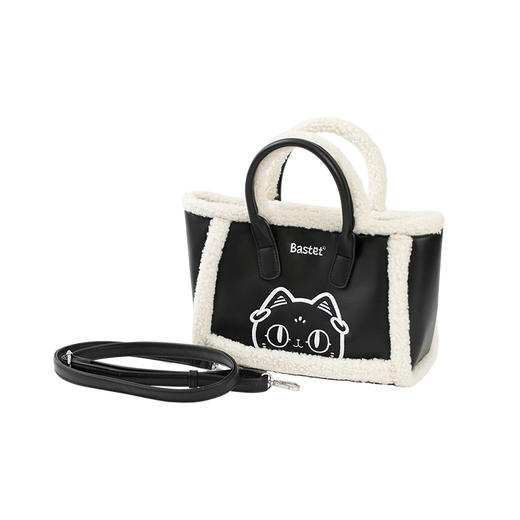 大英博物馆 盖亚·安德森猫和她的朋友们系列 羊羔毛拼色休闲手提斜挎包 商品图4