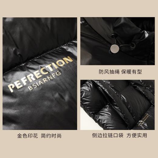 圣得西男装黑金系列长款可拆卸连帽加厚面包羽绒服2362942771 商品图4