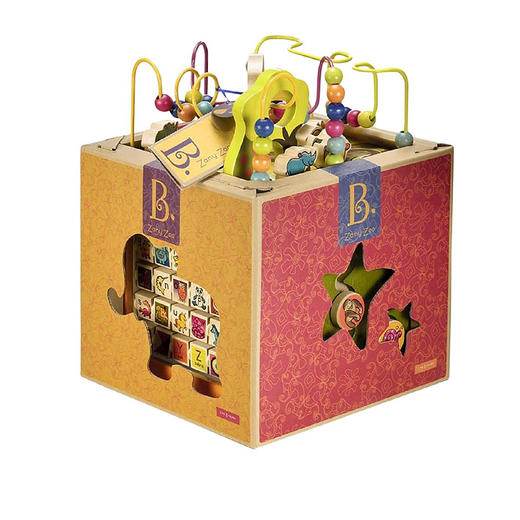 【N种玩具集合体的百宝箱】b.toys比乐8合1百宝箱 宝宝木立方益智绕珠串珠 儿童六面体百宝箱玩具 商品图7